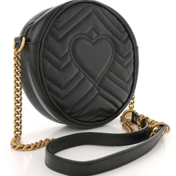 Authentic Gucci GG Marmont Matelassé Round Mini Bag – Black - Picture 4 of 11